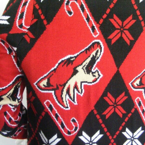 ARIZONA COYOTES Sweater, M, Red/Black, Howling Coyote head, Acrylic, Long sleeve - Picture 2 of 9